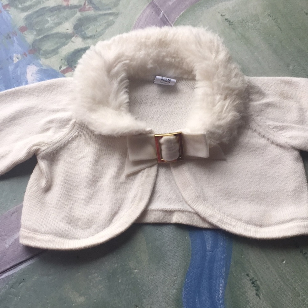Janie and Jack 6-12 Month Faux Fur Cardigan